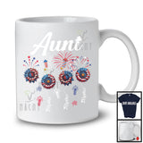 Personalized Aunt, Amazing 4th Of July Sunflowers, Fireworks Custom Name Family Patriotic T-Shirt