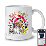 Personalized Ballpark Mama; Joyful Mother's Day Leopard Rainbow; Custom Name Baseball Player T-Shirt