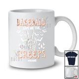 Personalized Baseball Give Me Creeps; Proud Halloween Peace Skeleton Hand; Custom Name Player T-Shirt