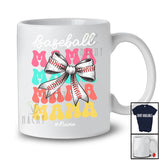 Personalized Baseball Mama; Cheerful Mother's Day Coquette Bow Baseball Custom Name Player T-Shirt