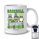Personalized Baseball With My Gnomies; Lovely St. Patrick's Day Custom Name Three Green Gnomes T-Shirt