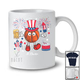 Personalized Basketball Drinking Beer; Proud 4th Of July Custom Name Basketball Player; Patriotic T-Shirt