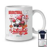 Personalized Basketball Is My Valentine; Adorable Custom Name Gnome Hearts; Sport Player Team T-Shirt
