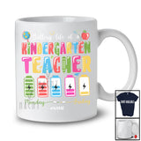 Personalized Battery Life Of A Kindergarten Teacher; Joyful Back To School Custom Name Tired Teacher T-Shirt
