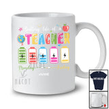 Personalized Battery Life Of A Teacher; Joyful Back To School Custom Name Tired Teacher T-Shirt