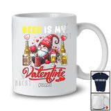 Personalized Beer Is My Valentine; Adorable Custom Name Gnome Hearts; Beer Drinking Drunker T-Shirt