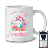 Personalized Being A Unicorn Was Hard Become A Nurse; Lovely Custom Name Nurse Flowers Floral T-Shirt