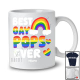 Personalized Best Gay Pops Ever; Joyful LGBTQ Pride Custom Name Gay Rainbow Heart Family T-Shirt