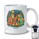 Personalized Bigfoot Alien Camping Together; Humorous Custom Name Camping Outdoor Activities T-Shirt