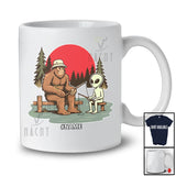 Personalized Bigfoot Alien Fishing Together; Joyful Custom Name Fishing Fisher Outdoor Activities T-Shirt