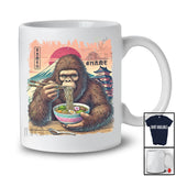 Personalized Bigfoot Eating Ramen; Humorous Custom Name Japanese Bigfoot; Food Lover T-Shirt