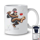 Personalized Bigfoot Playing Badminton Hit Heart Away; Joyful Valentine Cusotm Name Sport Player T-Shirt