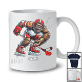 Personalized Bigfoot Playing Ice Hockey Hit Heart Away; Joyful Valentine Cusotm Name Sport Player T-Shirt
