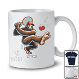 Personalized Bigfoot Playing Tennis Hit Heart Away; Joyful Valentine Cusotm Name Sport Player T-Shirt