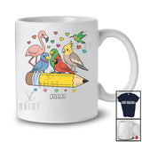 Personalized Bird Group Collection On Pencil; Lovely Back To School Custom Name Students Teacher T-Shirt