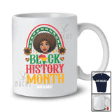 Personalized Black History Month; Proud Afro African; Custom Name Girls Rainbow Sunflower T-Shirt