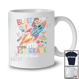 Personalized Blast Off Into 1st Grade; Amusing Back To School Custom Name Boys Students Rocket T-Shirt