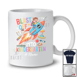Personalized Blast Off Into Kindergarten; Amusing Back To School Custom Name Boys Students Rocket T-Shirt