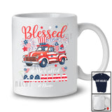 Personalized Blessed To Be Called Grandma; Lovely 4th of July US Flag Pickup Truck; Custom Name Family T-Shirt
