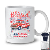 Personalized Blessed To Be Called Nana; Lovely 4th of July US Flag Pickup Truck; Custom Name Family T-Shirt