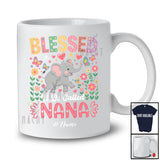 Personalized Blessed To Be Called Nana; Proud Mother's Day Floral Custom Name Nana Elephant T-Shirt