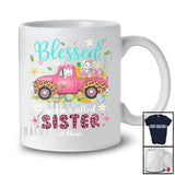 Personalized Blessed To Be Called Sister; Lovely Easter Bunny With Pickup Truck; Custom Name Family T-Shirt