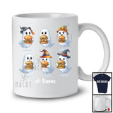 Personalized Boo Ghost Eating Hamburger; Lovely Halloween Custom Name Food Lover; Family T-Shirt