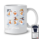 Personalized Boo Ghost Eating Pizza; Lovely Halloween Custom Name Food Lover; Family T-Shirt