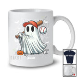 Personalized Boo Ghost Playing Baseball; Scary Halloween Custom Name Baseball Player Team T-Shirt