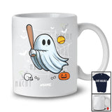 Personalized Boo Ghost Playing Softball; Scary Halloween Custom Name Softball Player Team T-Shirt