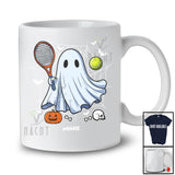 Personalized Boo Ghost Playing Tennis; Scary Halloween Custom Name Tennis Player Team T-Shirt