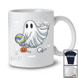 Personalized Boo Ghost Playing Volleyball; Scary Halloween Custom Name Volleyball Player Team T-Shirt