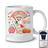 Personalized Boo; Adorable Halloween Ghost Playing Soccer Custom Name Player; Rainbow T-Shirt