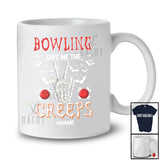 Personalized Bowling Give Me Creeps; Proud Halloween Peace Skeleton Hand; Custom Name Player T-Shirt