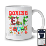 Personalized Boxing Elf Squad; Colorful Christmas Lights Plaid Elf; Custom Name Sport Player T-Shirt