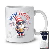 Personalized Brew-triotic; Cheerful 4th Of July Gnome Drinking Beer; Custom Name Patriotic T-Shirt