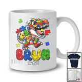 Personalized Bruh Autism Awareness; Colorful Puzzle Piece Custom Name T-Rex; Family T-Shirt