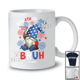 Personalized Bruh It's 4th Of July; Lovely Custom Name Gnome American Flag Fireworks; Patriotic T-Shirt