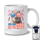 Personalized Bruh; Lovely 4th Of July Capybara Sunglasses US Flag; Custom Name Patriotic T-Shirt