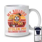 Personalized Bulldog Stolen My Halloween Costume; Scary Pumpkin Face; Custom Name T-Shirt