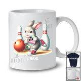 Personalized Bunny Playing Bowling Eggs; Joyful Easter Custom Name Sport Player Team T-Shirt