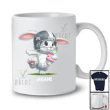 Personalized Bunny Playing Football Eggs; Joyful Easter Custom Name Sport Player Team T-Shirt
