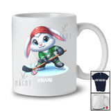 Personalized Bunny Playing Ice Hockey Eggs; Joyful Easter Custom Name Sport Player Team T-Shirt