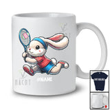 Personalized Bunny Playing Tennis Eggs; Joyful Easter Custom Name Sport Player Team T-Shirt