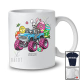 Personalized Bunny Skeleton Driver Monster Truck; Awesome Easter Eggs Hunting; Custom Name Family T-Shirt