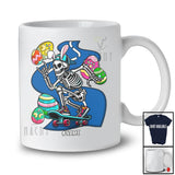 Personalized Bunny Skeleton Playing Skate; Awesome Easter Eggs Hunting; Custom Name Family T-Shirt