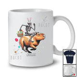 Personalized Bunny Skeleton Riding Capybara; Humorous Easter Eggs Hunting; Custom Name Family T-Shirt