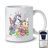 Personalized Bunny Unicorn Riding Axolotl; Adorable Easter Custom Name Unicorn Axolotl; Egg Hunt T-Shirt