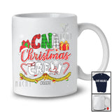 Personalized CNA Christmas Crew; Amusing X-mas Plaid Snow; Custom Name Nurse Nursing T-Shirt