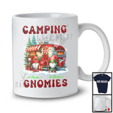 Personalized Camping With My Gnomies; Lovely Christmas Plaid Custom Name Couple Gnomes T-Shirt